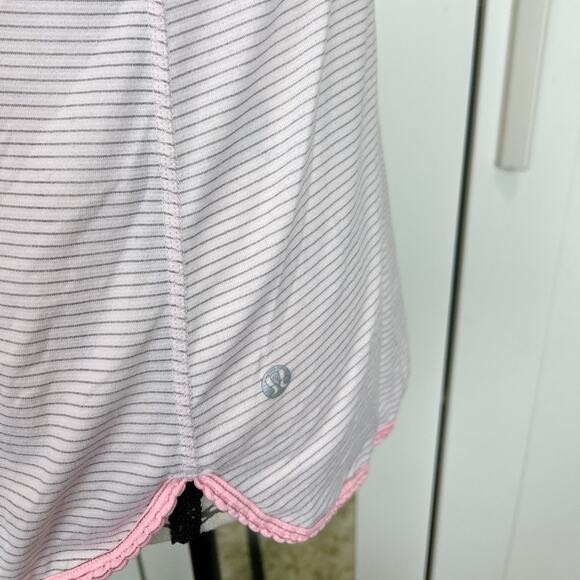 Lululemon Pink Stripes Scalloped Racer Back Tank Top Size 6 - Picture 4 of 6